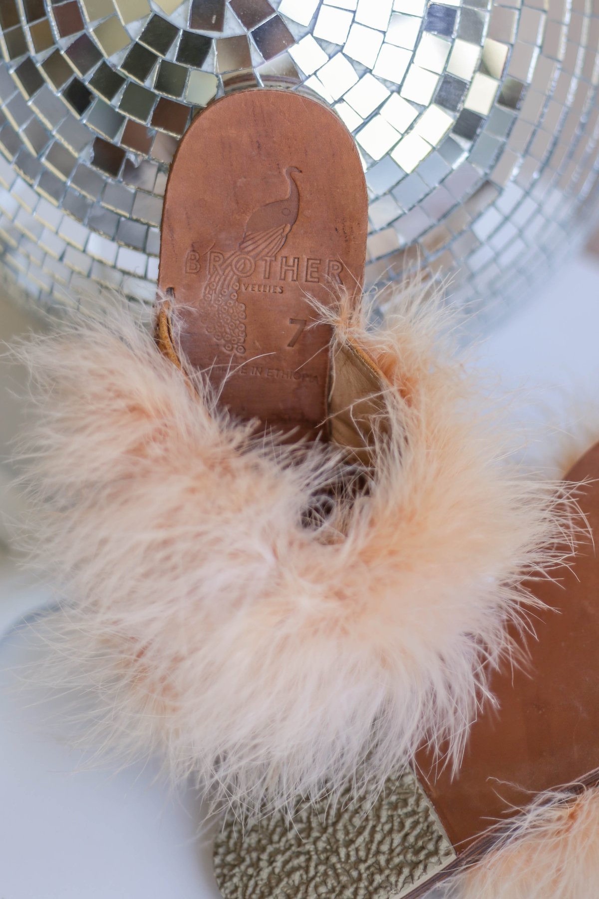 Brother Vellies Marabou Lamu Sandal - Melon - Image 3 of 3
