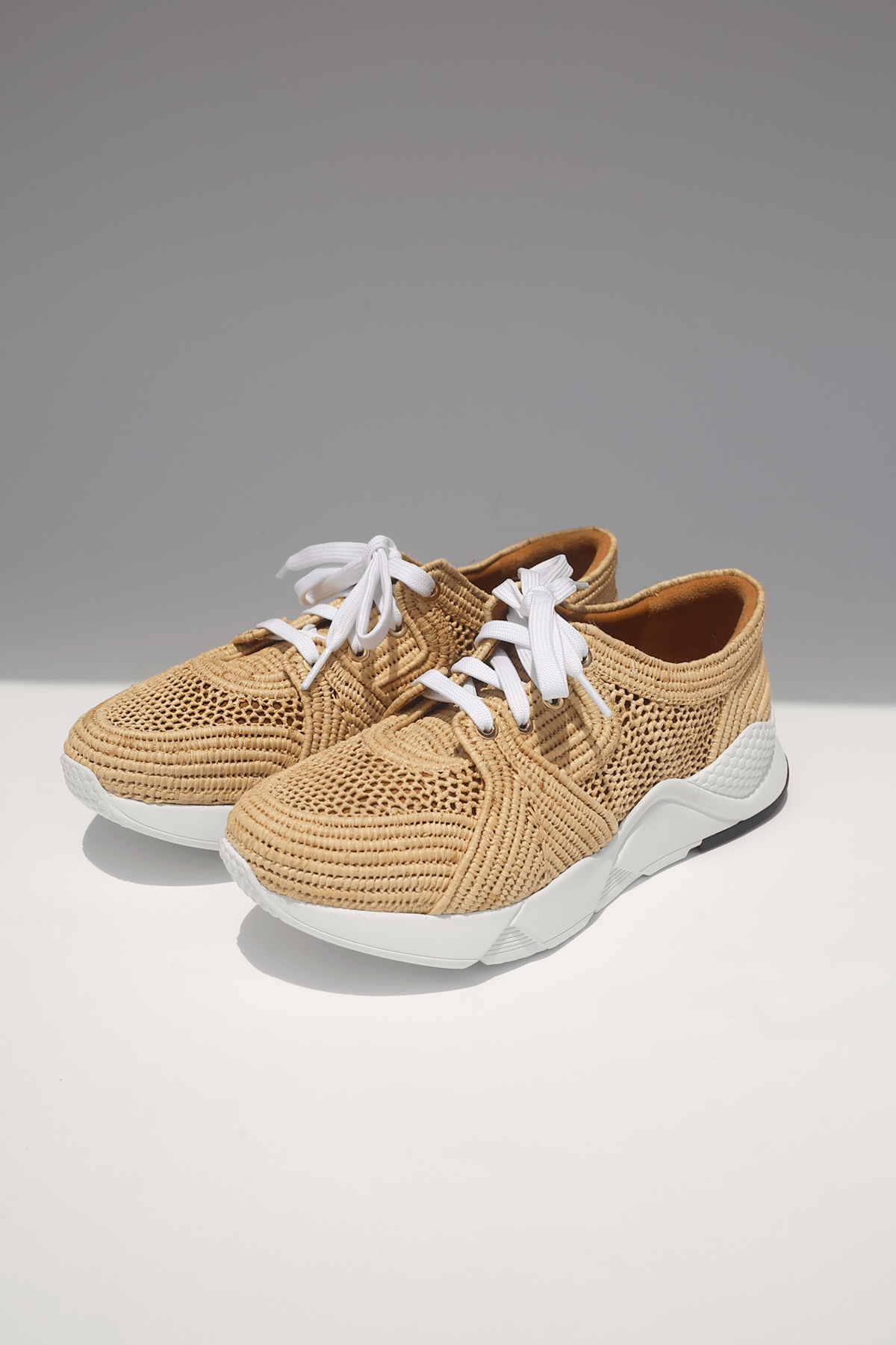 NEW Robert Clergerie 41.5 Paelle/Natural Raffia & White Leather Sneaker Salvy Robert Clergerie Pinto Raffia Espadrille Platform Sneakers  main image 4