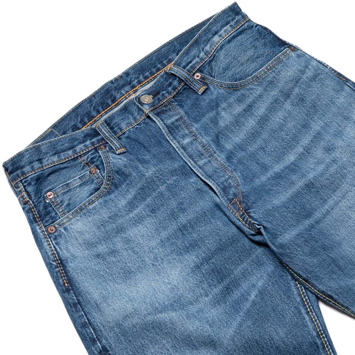 Pure Blue Japan USED-003-ID Regular Straight 14oz Selvedge Denim Jeans - Used Wash - Image 4 of 11