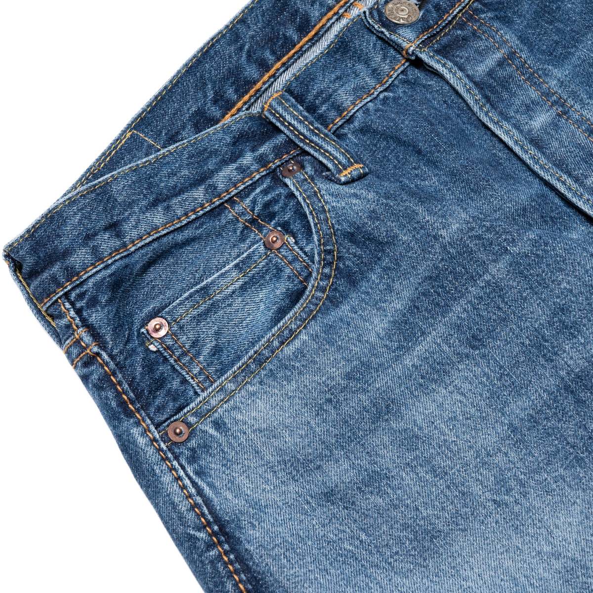 Pure Blue Japan USED-003-ID Regular Straight 14oz Selvedge Denim Jeans - Used Wash - Image 5 of 11