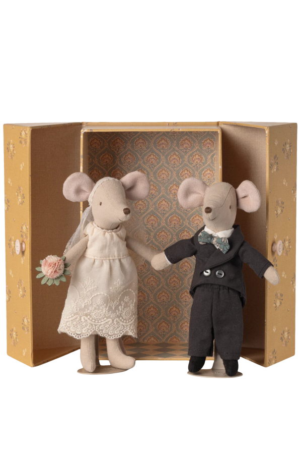KIDS Maileg Wedding Mice Couple in Box, Mum and Dad Toy Set