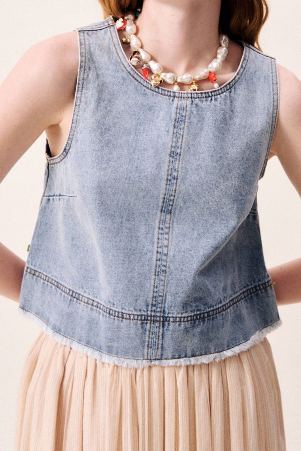 FRNCH Aqualina Top - Blue Denim