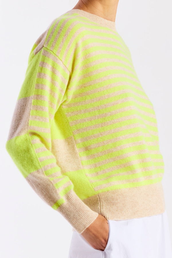 Brodie Beach Stripe Crew Top - Cygnet