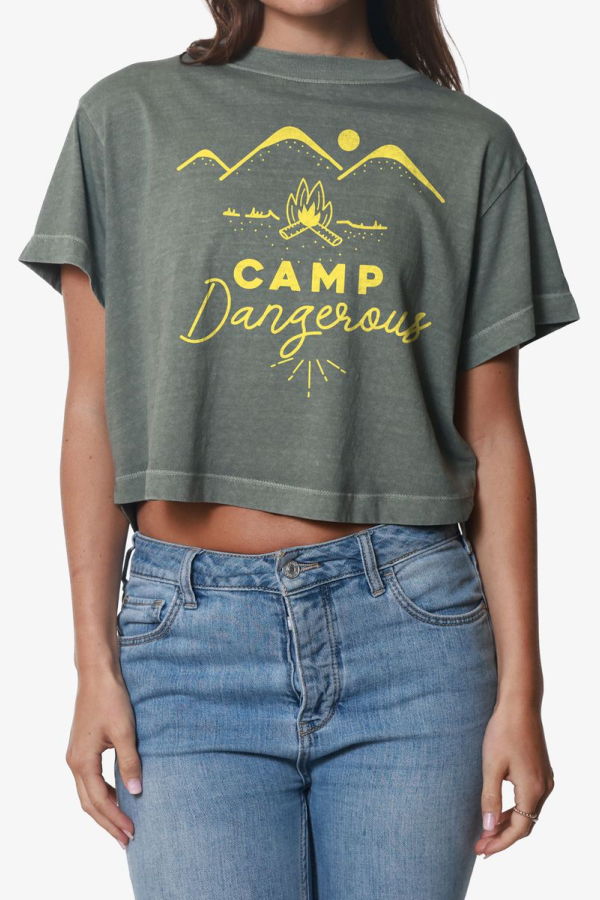 Girl Dangerous Camp Dangerous Tee - Army Green