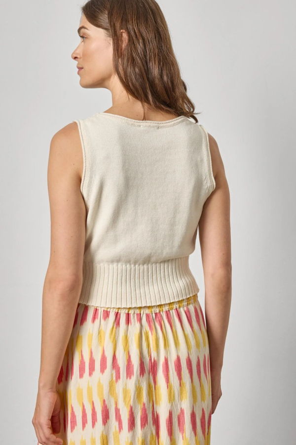 Lilla P. Cropped Scoop Tank Sweater - Off White