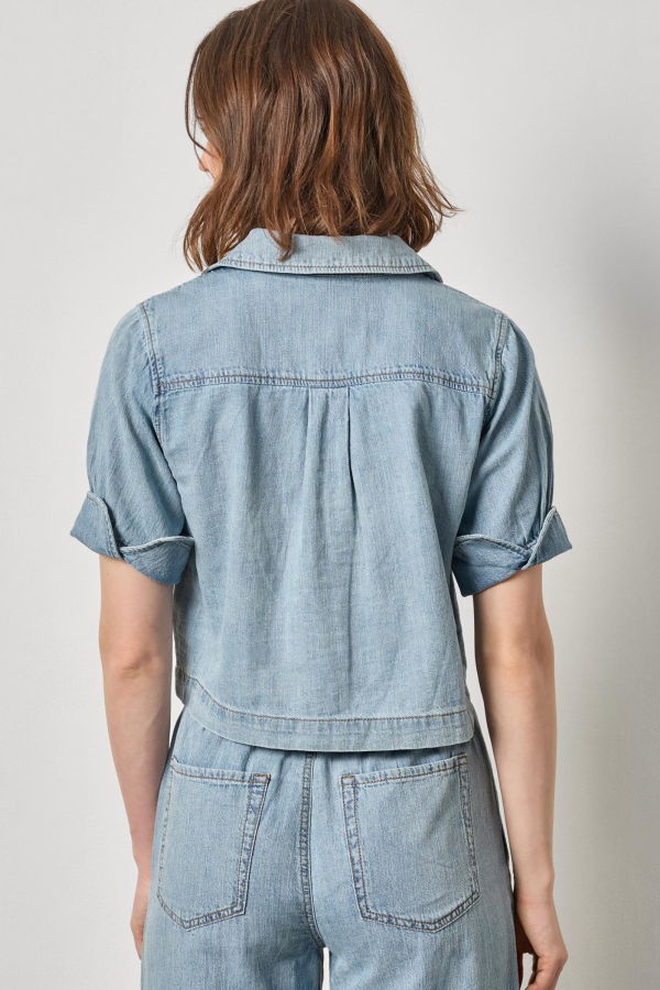 Lilla P. Denim Cuffed Shirt - Blue Wash