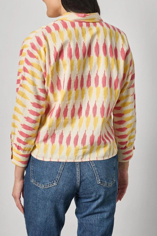 Lilla P. Ikat Dolman Button Down Top - Taffy Ikat