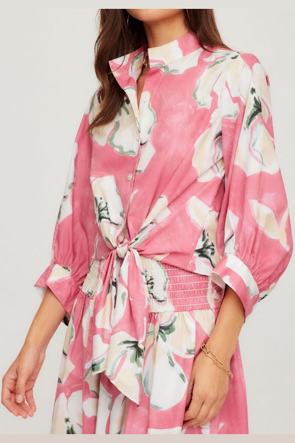 Fifteen Twenty Sawyer Tie Front Top - Floral Print