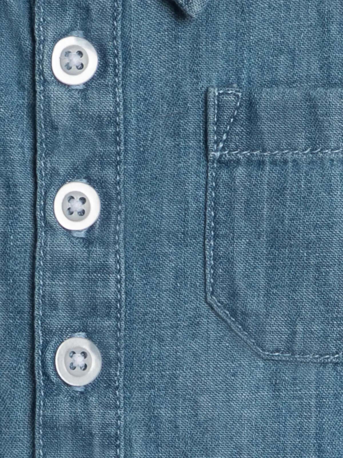KIDS Colored Organics Ted Chambray Collared Romper - Image 2 of 2