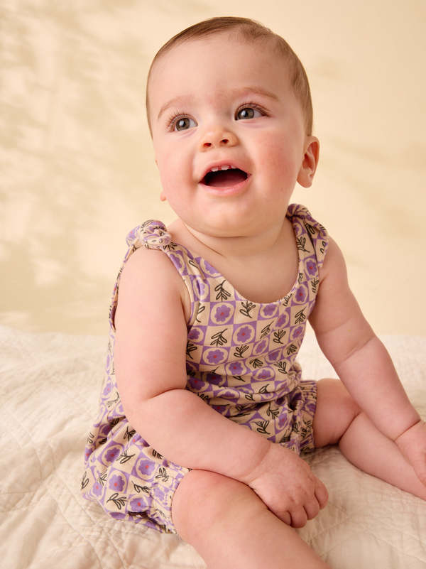 KIDS Tea Collection Tie Shoulder Romper in Tile Floral