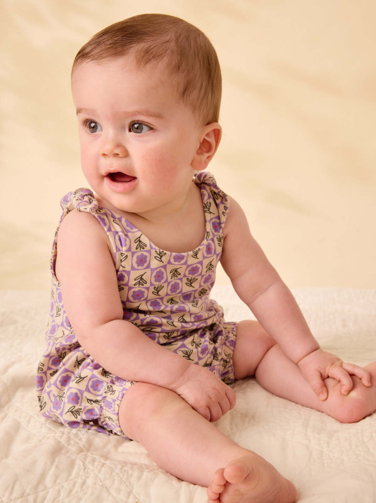 KIDS Tea Collection Tie Shoulder Romper in Tile Floral - Image 3 of 3