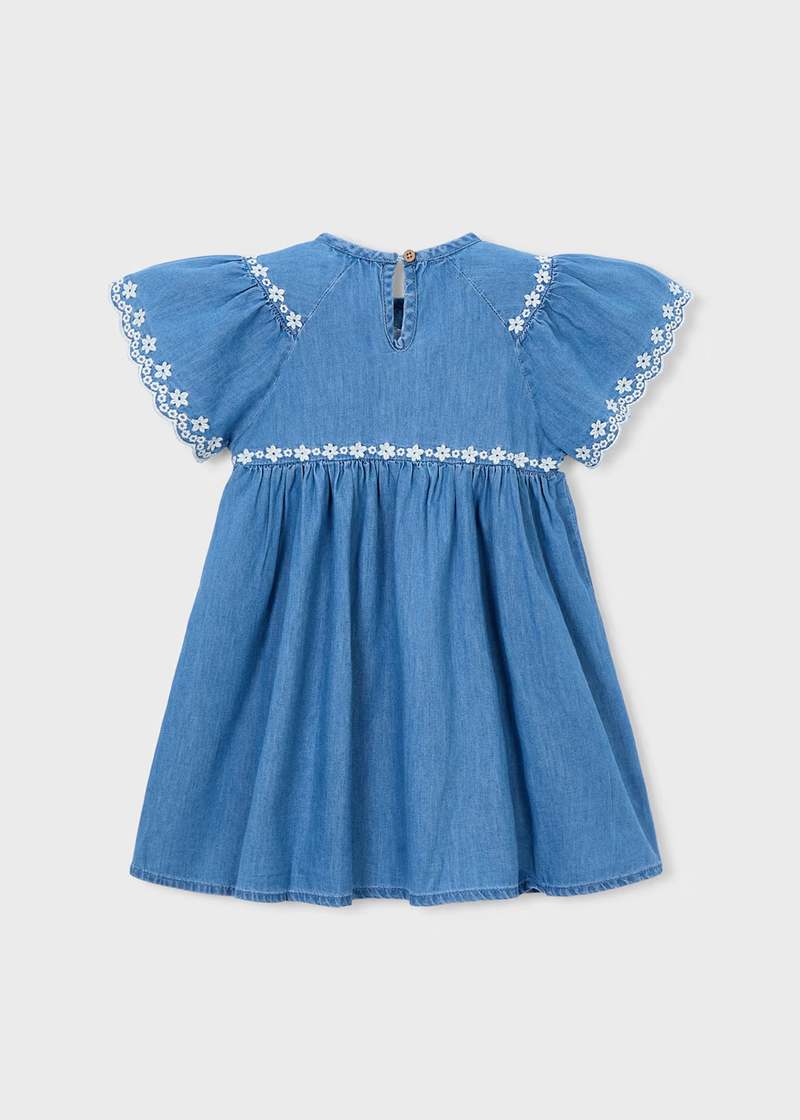 KIDS Colored Organics Mayoral Embroidered Denim Dress