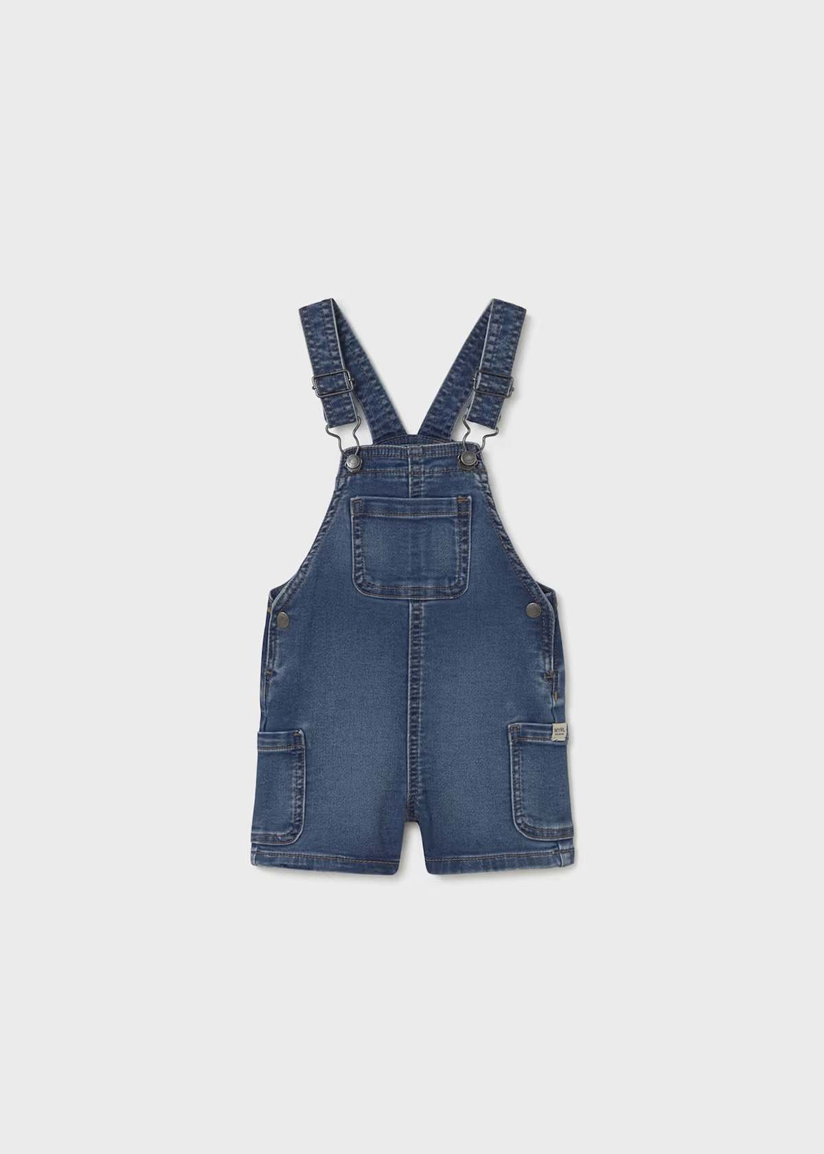 KIDS colored organics Mayoral Soft Denim Short Overall - Image 1 of 3