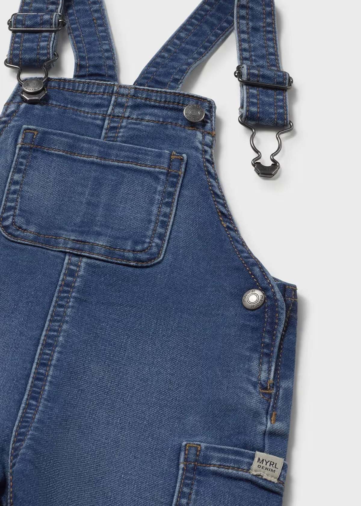 KIDS colored organics Mayoral Soft Denim Short Overall - Image 3 of 3