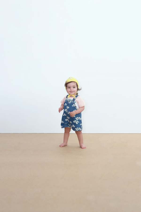 KIDS Tinycottons Blossoms Denim Short Dungaree KIDS Tinycottons Blossoms Denim Short Dungaree