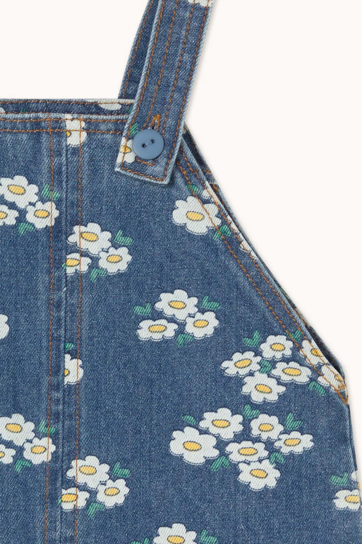 KIDS Tinycottons Blossoms Denim Short Dungaree - Image 3 of 4