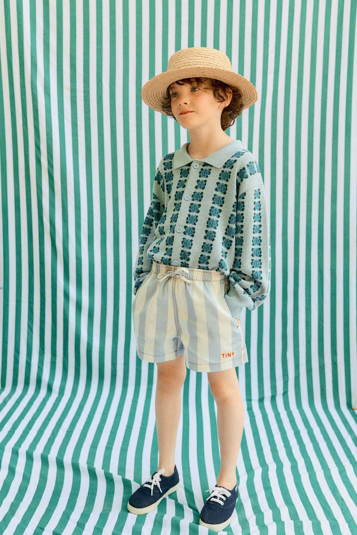 KIDS Tinycottons Stripes Twill Shorts - Image 4 of 4
