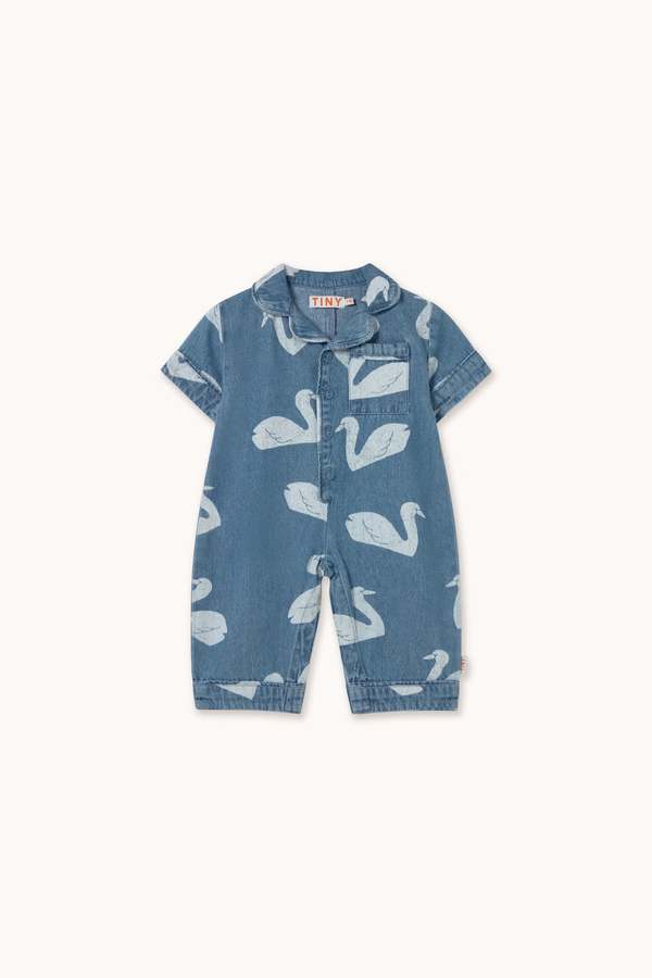 KIDS Tinycottons Swans Denim Jumpsuit KIDS Tinycottons Swans Denim Jumpsuit