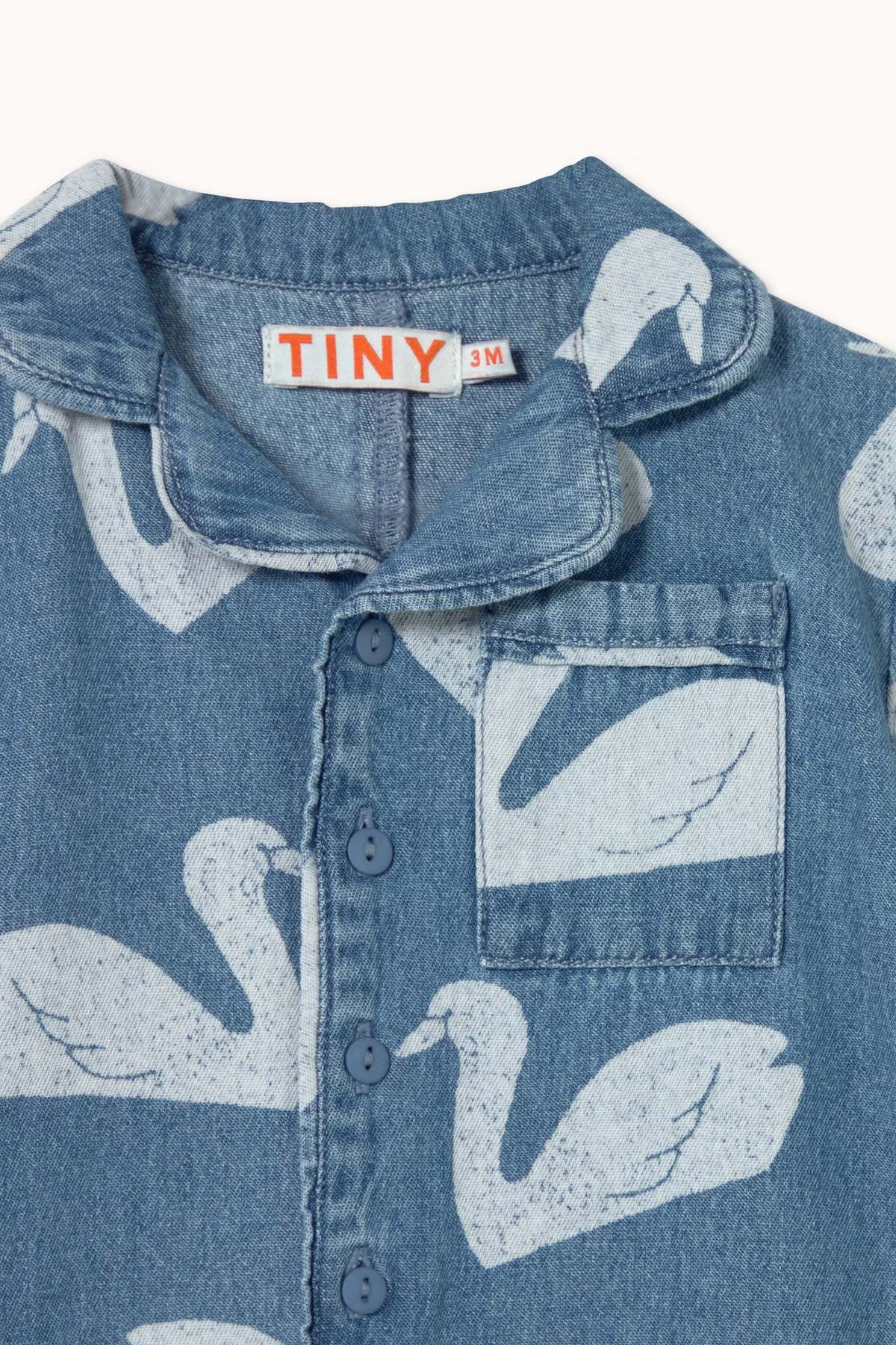 KIDS Tinycottons Swans Denim Jumpsuit - Image 2 of 4