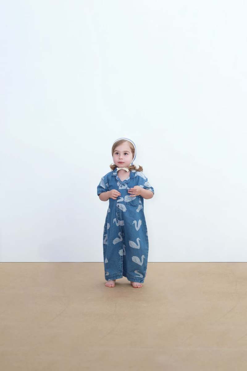 KIDS Tinycottons Swans Denim Jumpsuit