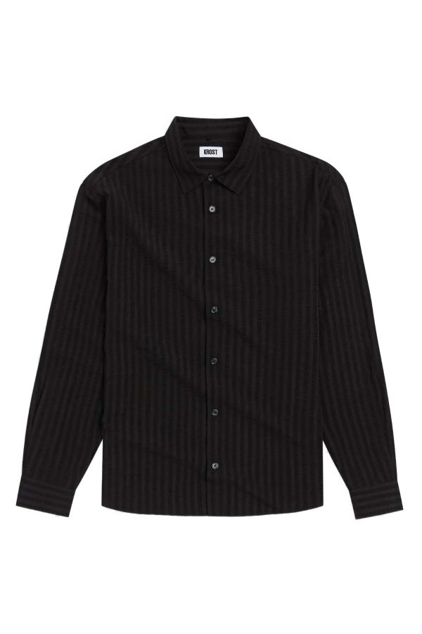 KROST Jordan Striped Wrinkle Shirt - Black