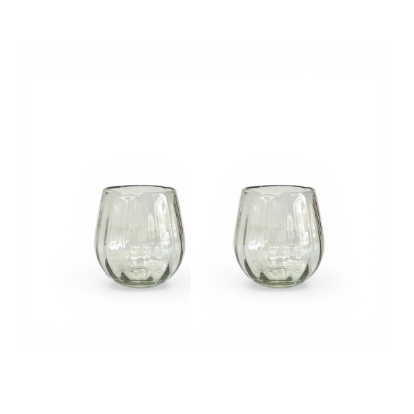 Villa Lua Home Handblown Oval Fluted Glass Set of 2 Villa Lua Home Handblown Oval Fluted Glass Set of 2