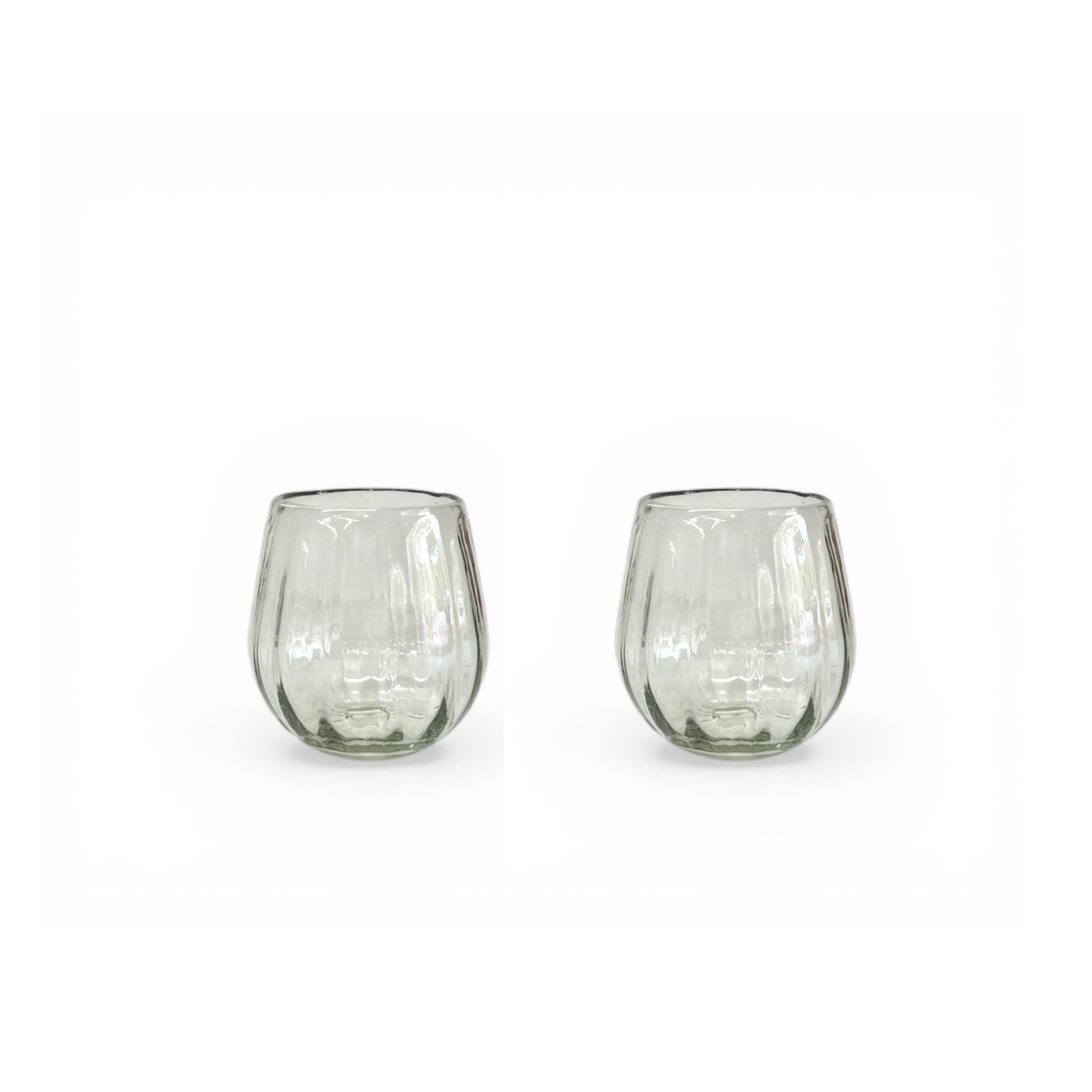Villa Lua Home Handblown Oval Fluted Glass Set of 2 - Image 1 of 6