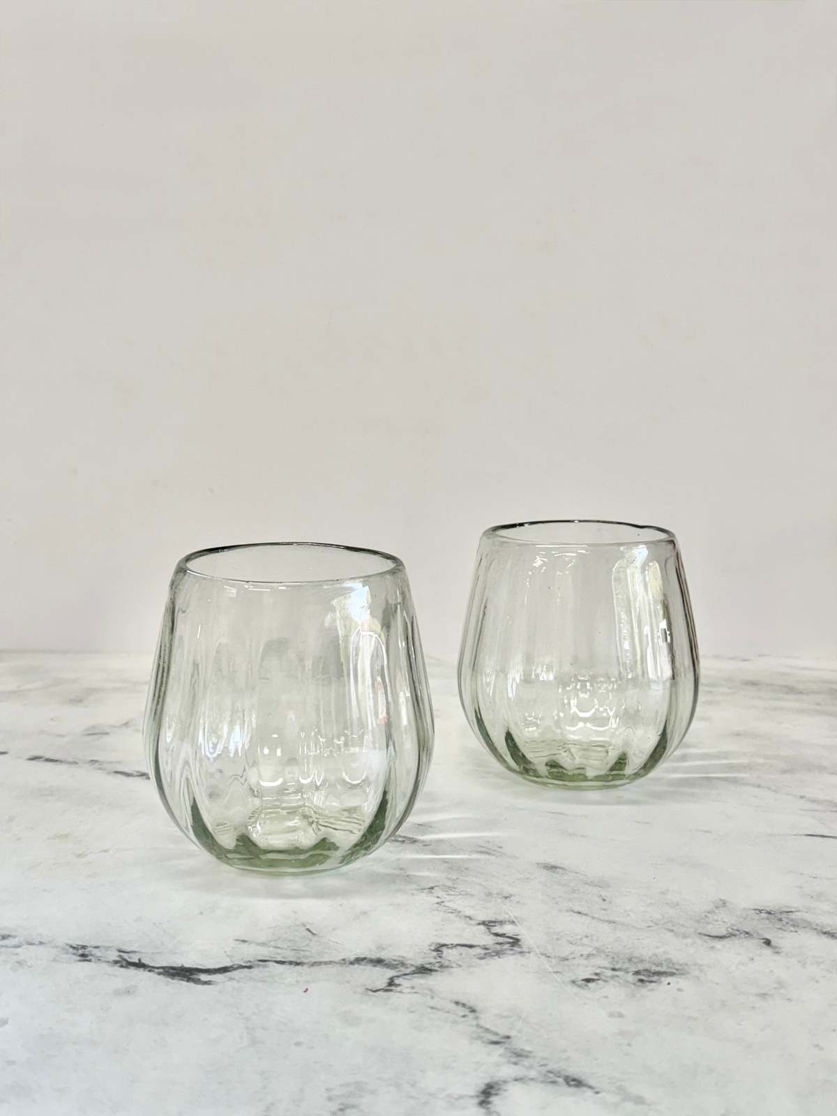 Villa Lua Home Handblown Oval Fluted Glass Set of 2 - Image 2 of 6
