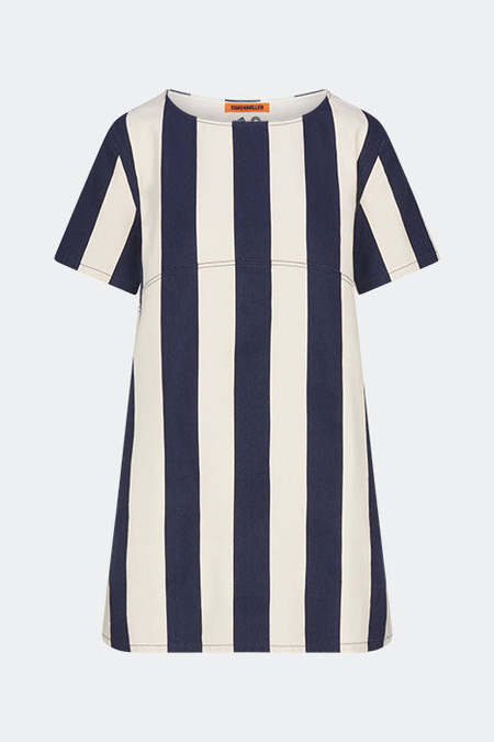 white christmas dresses Sahara Striped Denim Dress in Gummy Green/Ecru