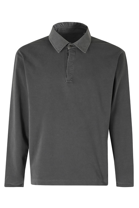 Cav Empt BLEACHED RIB LONG SLEEVE POLO SHIRT - BLUE | Garmentory