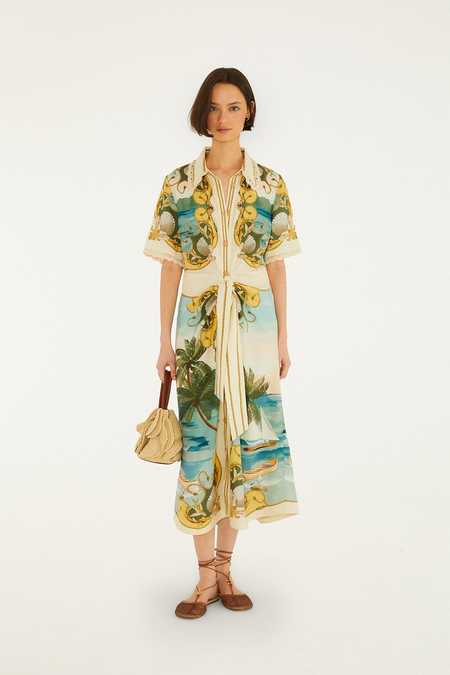 farm rio toucan tree green dress FARM Rio Green Flowering Garden Tree Sleveeless Midi Dress, Flowering Garden Tree Green / M