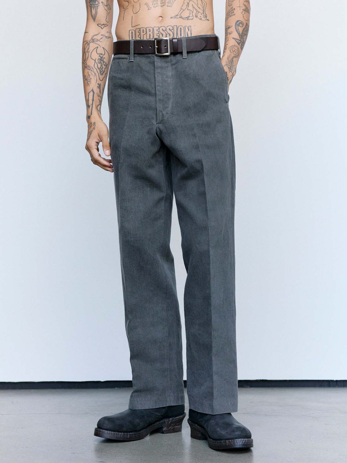 Taiga Takahashi LOT.221 Sumi Cotton Field Trousers - Image 1 of 8