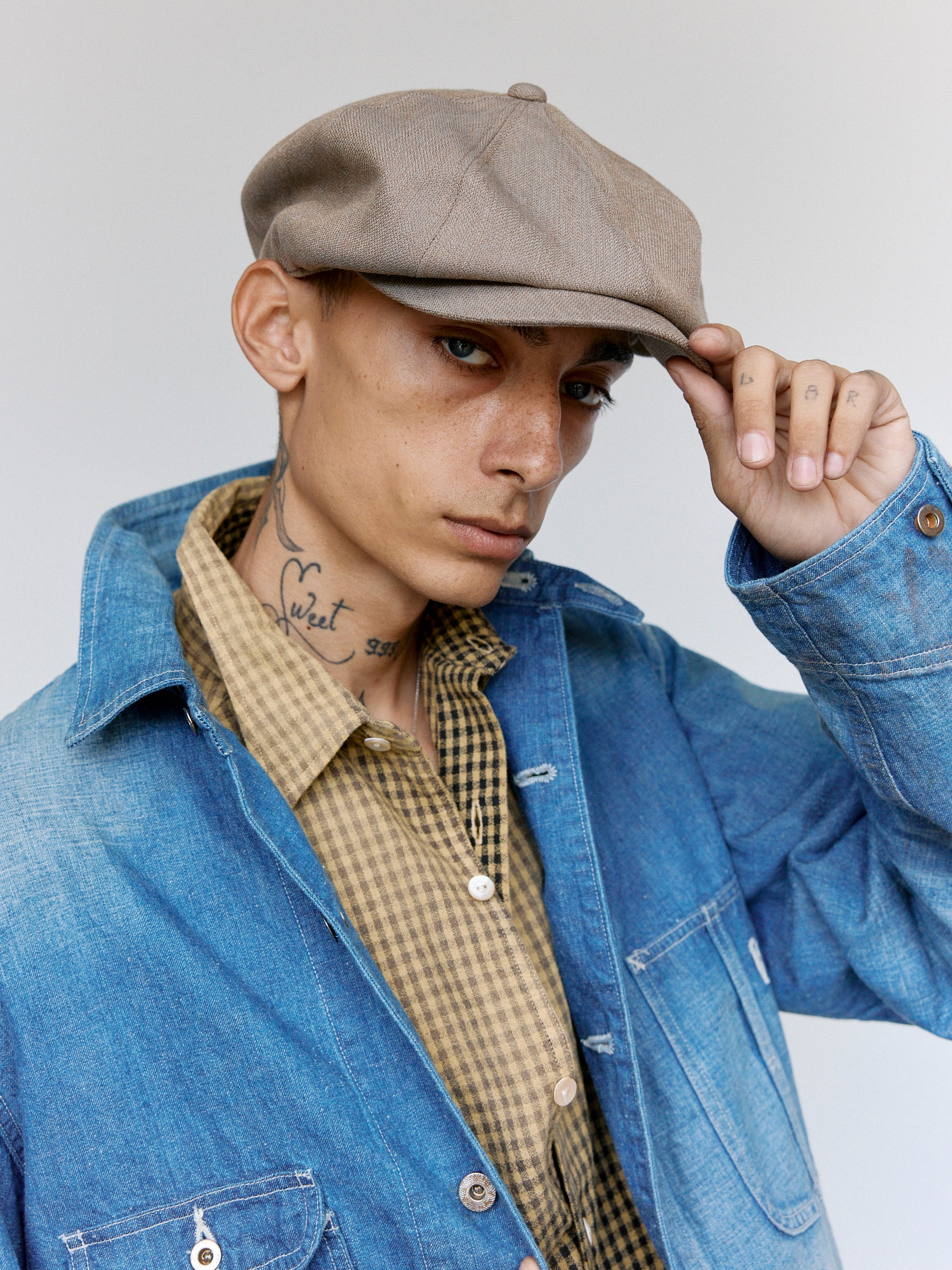 Taiga Takahashi LOT006 Wool Newsboy Cap - Melange Beige | Garmentory