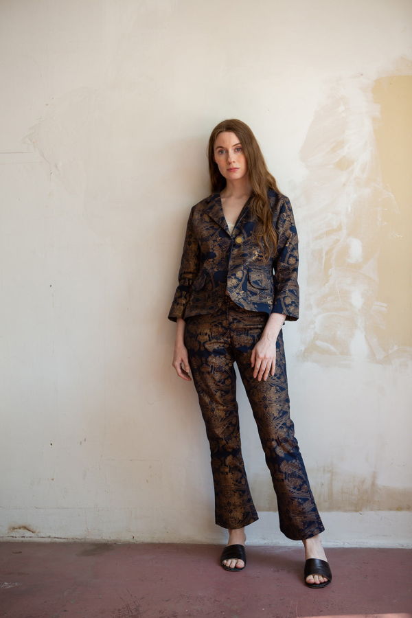 Erica Tanov Soren Cotton Pant Botanicus Pants - Navy/Gold