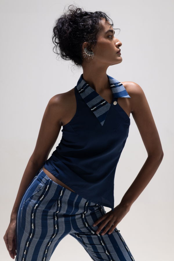 Middle Ground Twilight Halter Top - Blue