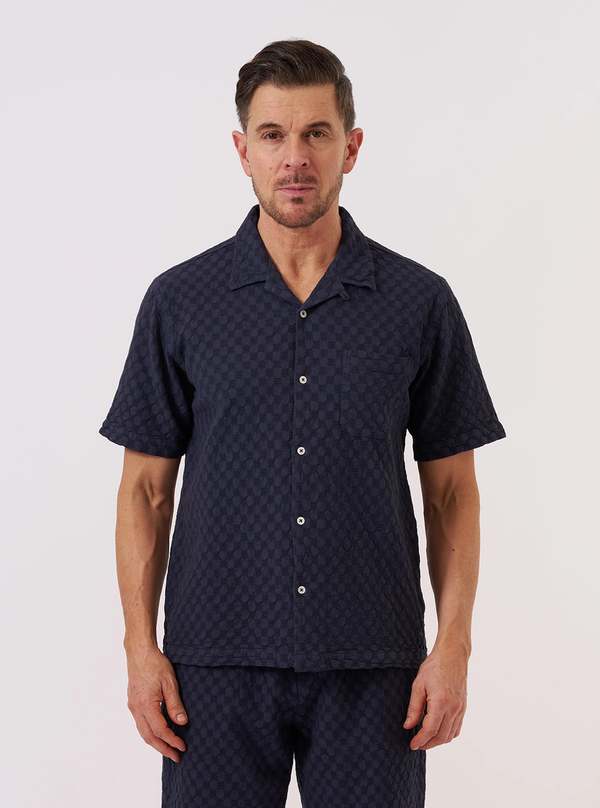 Universal Works Dot Waffle Road Shirt - Navy