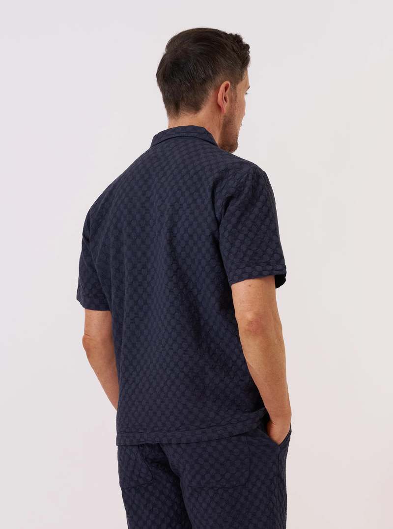 Universal Works Dot Waffle Road Shirt - Navy