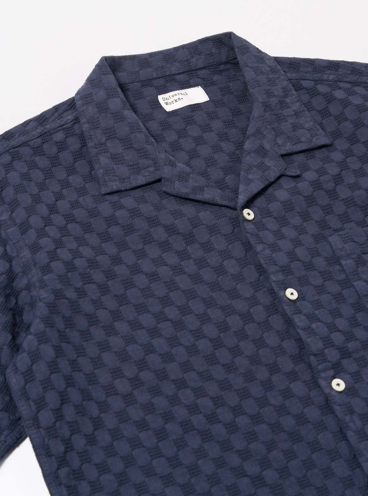 Universal Works Dot Waffle Road Shirt - Navy - Image 4 of 8