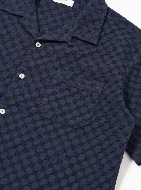 Universal Works Dot Waffle Road Shirt - Navy