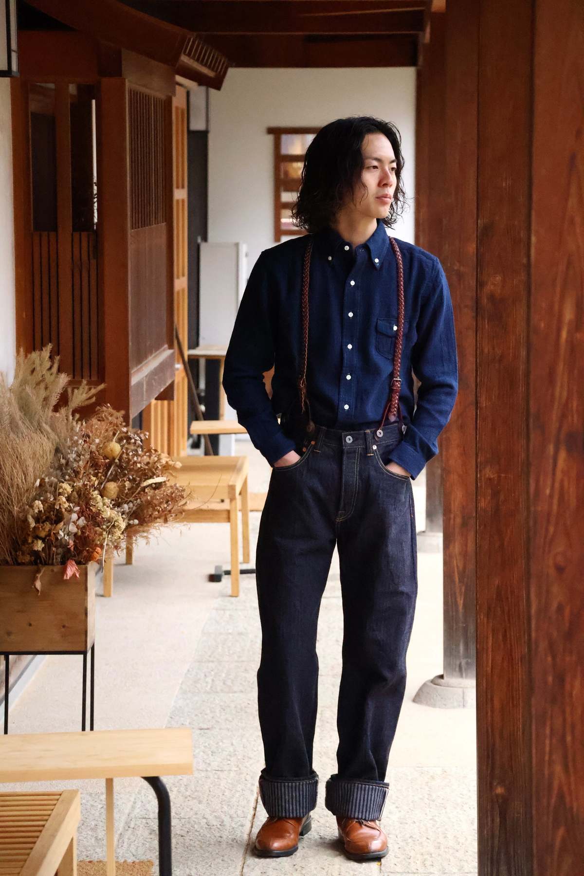 GRAPH ZERO Standard Button-Down L/S Shirt - Indigo - Image 10 of 11