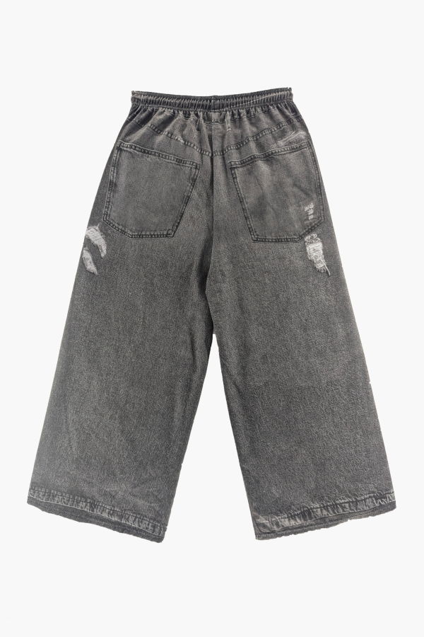 THE CELECT Xtra Wide Printed Denim Pant - Black