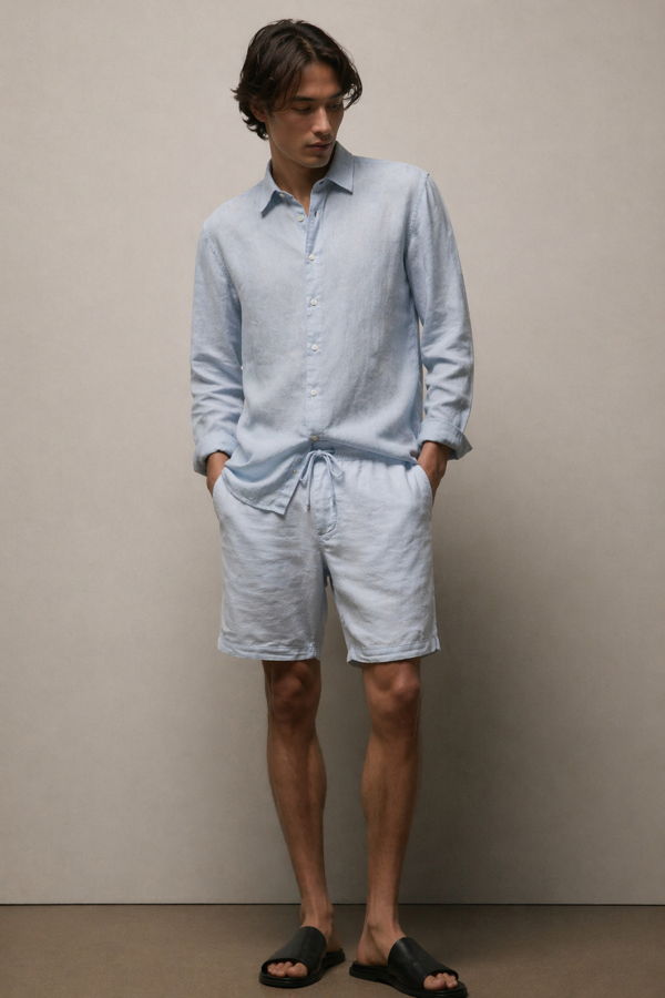 James Perse Lightweight Linen Short in Memory Pigment