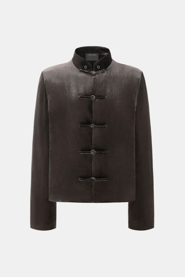 Team Wang Reset Velvet Stand-Collar Jacket - Dark Brown