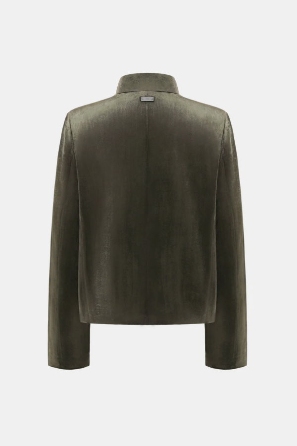 Team Wang Reset Velvet Stand-Collar Jacket - Dark Moss Green