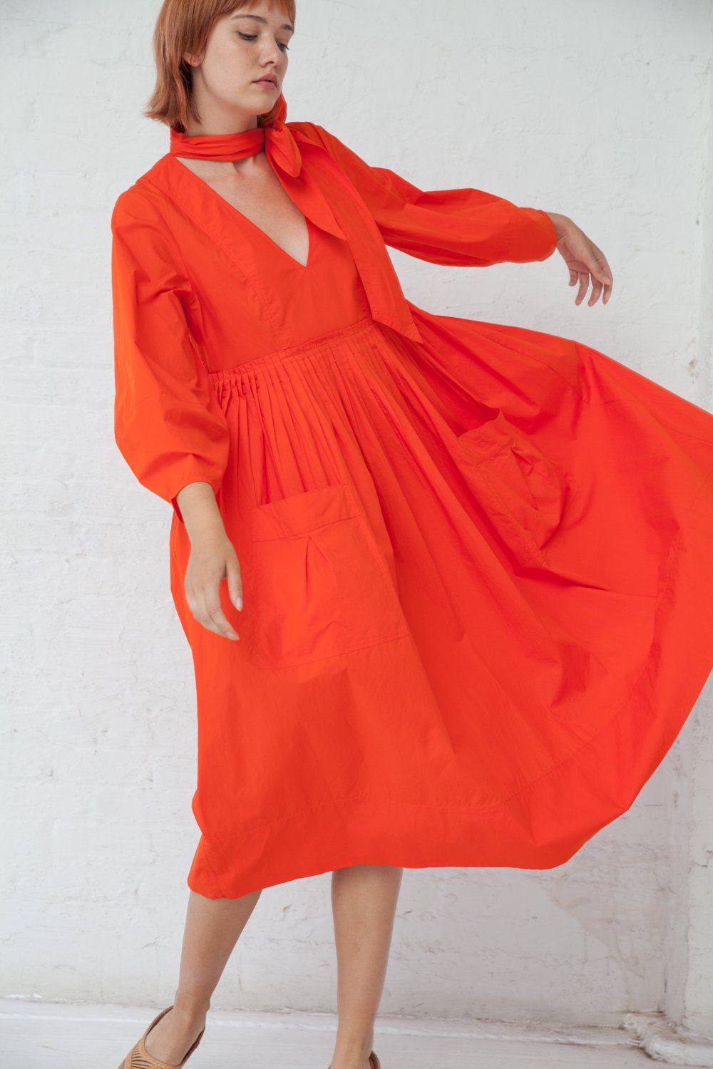 paprika red satin midi wrap dress sale Arcana NYC Paprika Lilith Convertible Slip Dress