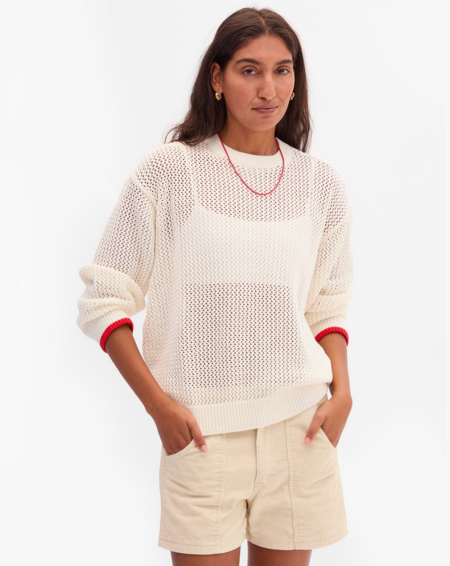 Simone Wild Hammered Velvet Raglan Sweater - Pearl | Garmentory