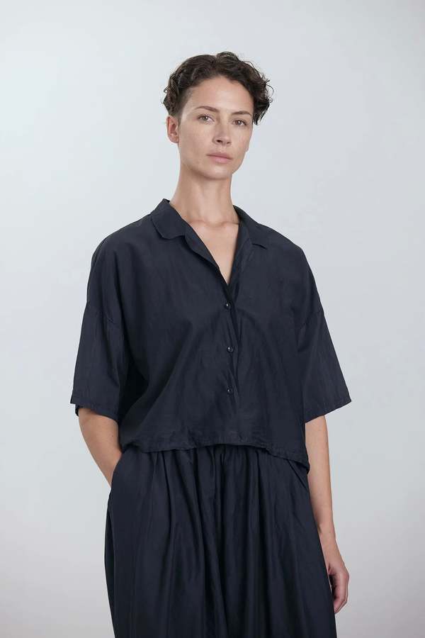 Black Crane Cropped Shirt | Garmentory