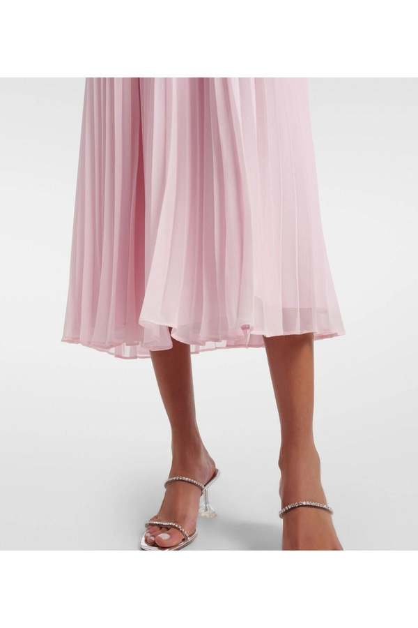 self portrait pink sequin boucle midi dress Self-Portrait Sequin Boucl Chiffon Midi Dress in Pink