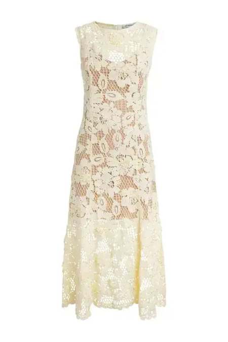Self-Portrait Cord Lace Midi Dress - Green | Garmentory