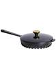 FIREUP Cookware Rapid Heat Enameled Cast Iron Frying Pan with Lid, 10 In. - Caviar Black - Thumbnail 1